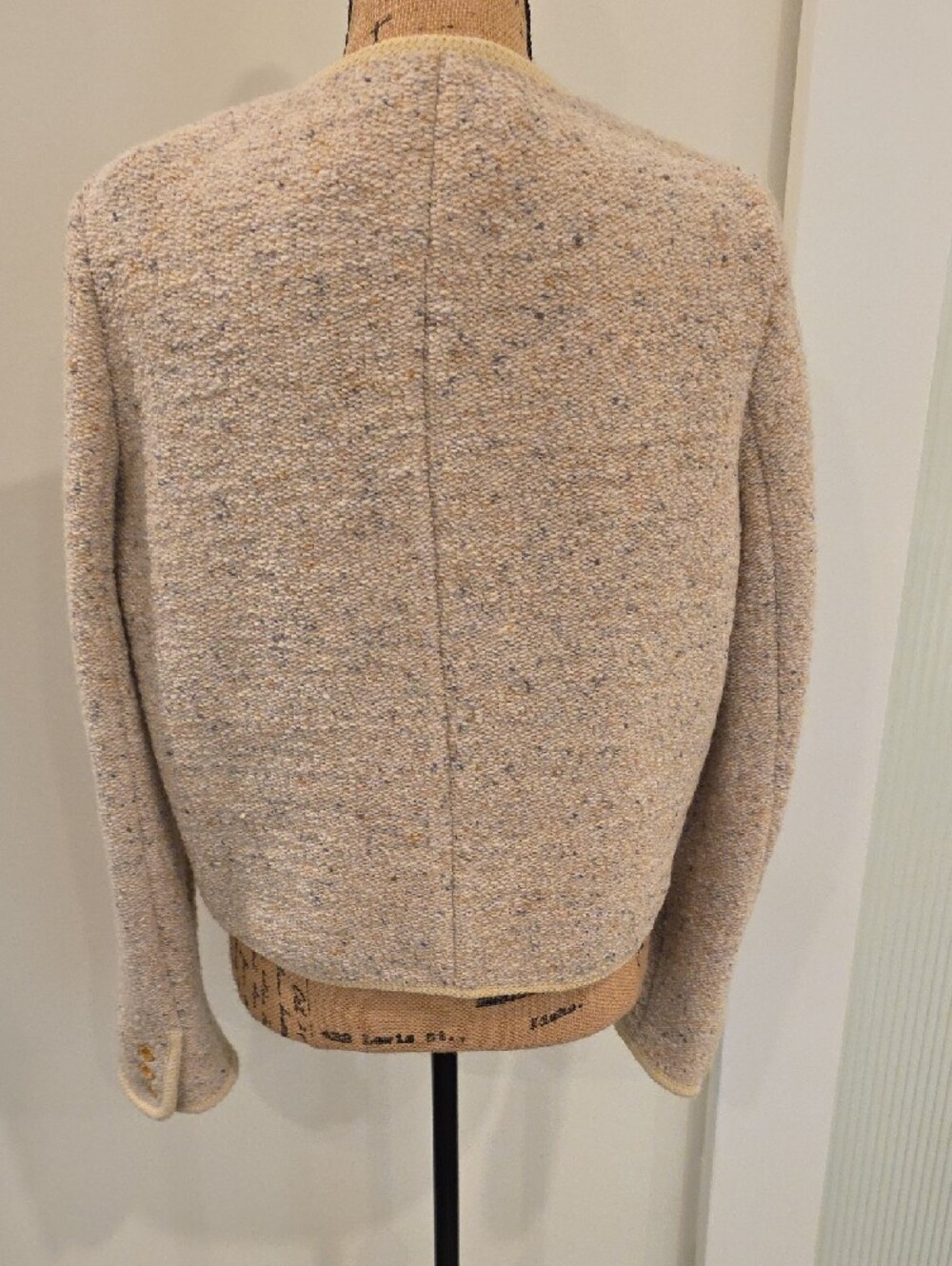 ba&sh Cream Tweed Button Front Cardigan with Gold Buttons - Picture 9 of 15
